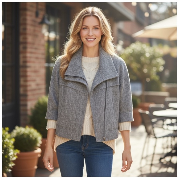 Jon Women's Gray Basic Jacket Size 4 Casual Solid - Picture 1 of 12